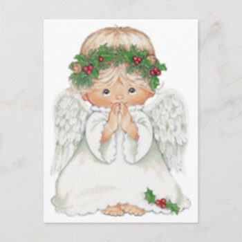 Christmas Cute Baby Angel Praying Postcard by santasgrotto at Zazzle