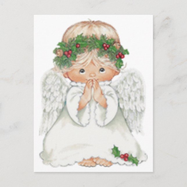Christmas Cute Baby Angel Praying Postcard (Front)