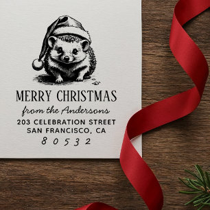 Christmas Cute Baby Vintage Hedgehog in Santa Hat Self-inking Stamp
