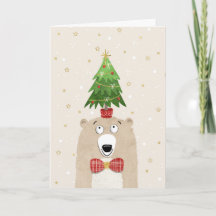 Christmas Cute Bear with Christmas Tree on Head