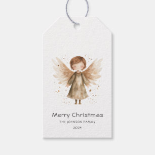 Christmas Cute Beige Boho Baby Angel Gift Tags