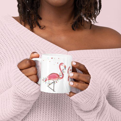 Christmas Cute Calligraphy Pink Flamingo Quote Coffee Mug