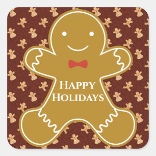 Christmas Cute Cartoon Gingerbread Cookie Square Sticker
