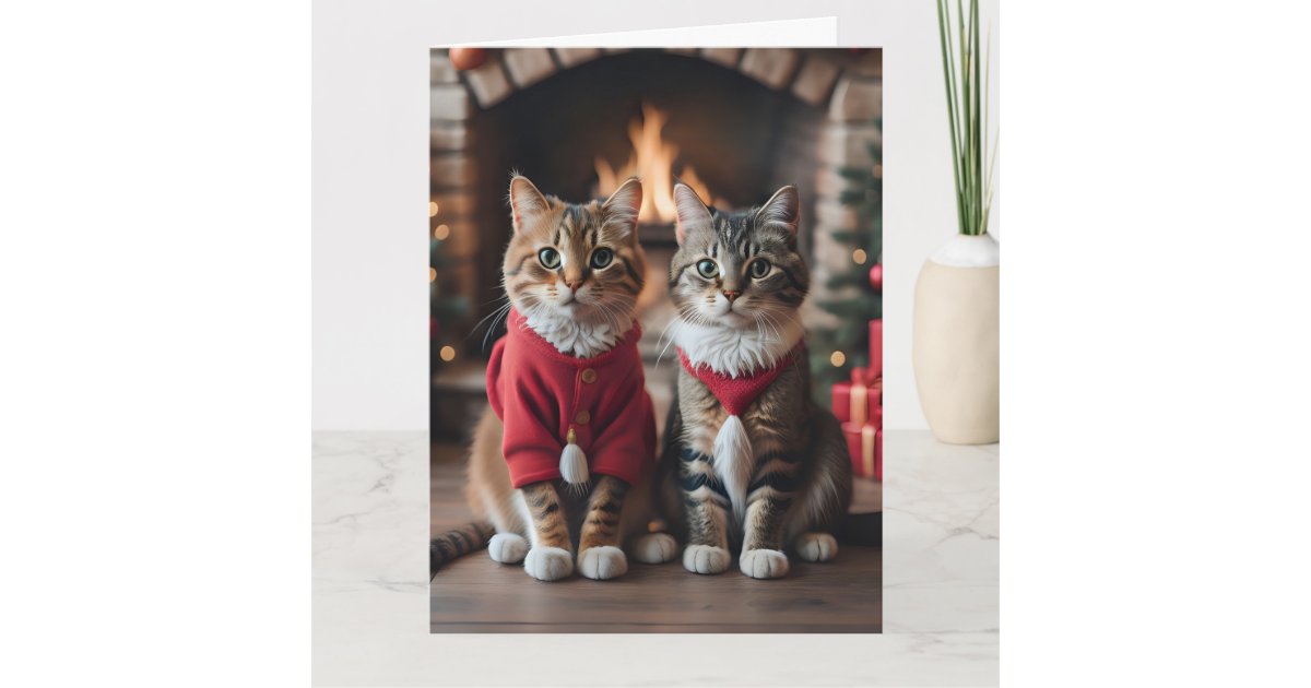 CHRISTMAS CUTE CAT Greeting Card | Zazzle