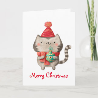 Christmas Cute Cat Holiday Card