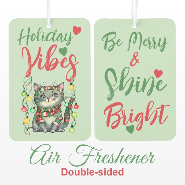 Christmas cute cat holiday green red air freshener (Creator Uploaded)