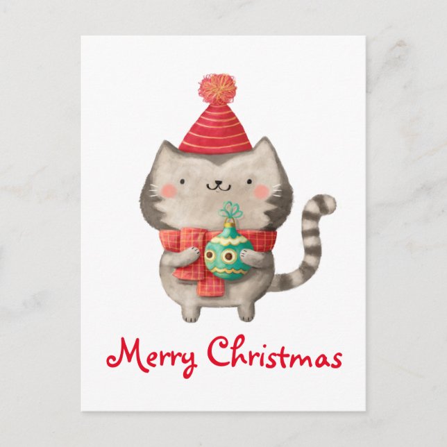 Christmas Cute Cat Holiday Postcard (Front)