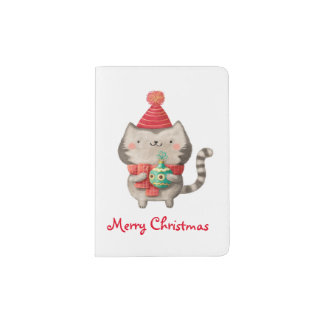 Christmas Cute Cat Passport Holder