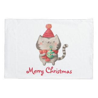 Christmas Cute Cat Pillowcase