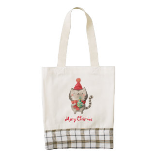 Christmas Cute Cat Zazzle HEART Tote Bag