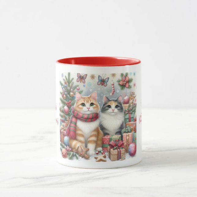 Christmas cute cats mug (Center)