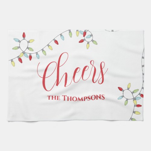 Christmas Cute Cheers Colorful String Lights  Kitchen Towel