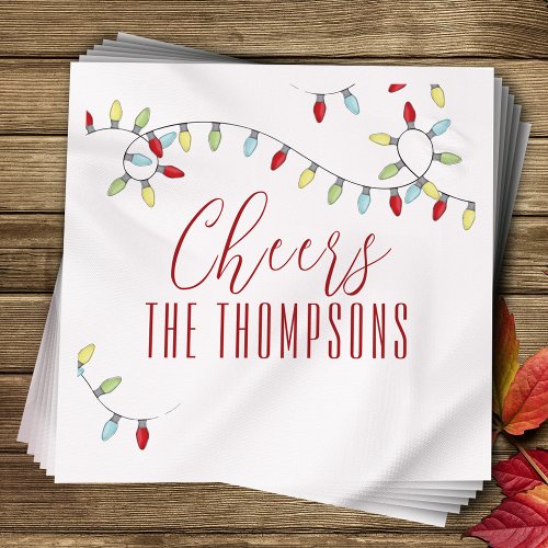 Christmas Cute Cheers Colorful String Lights  Napkins