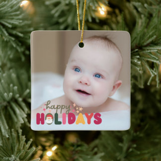 Christmas cute colorful modern holiday ceramic ornament