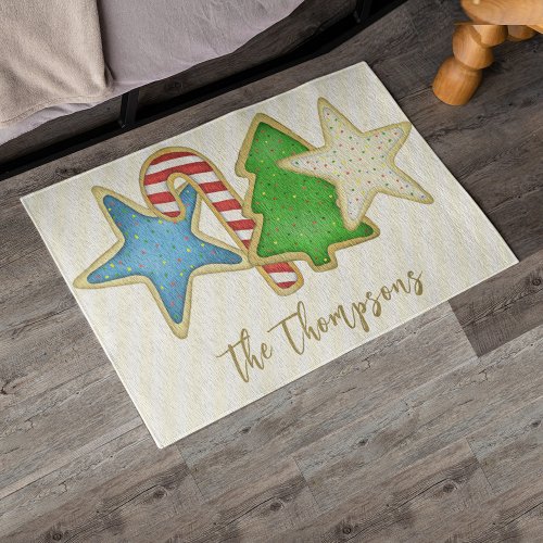 Christmas Cute Colorful Whimsical Cookie Cutout Rug