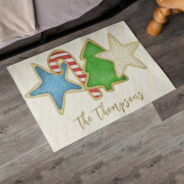 Christmas Cute Colorful Whimsical Cookie Cutout Rug (Christmas holiday custom area rug)