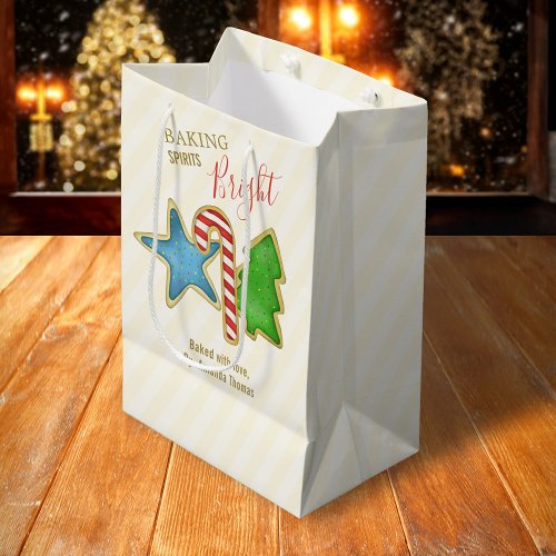 Christmas Cute Colorful Whimsical Cookie Cutouts  Medium Gift Bag