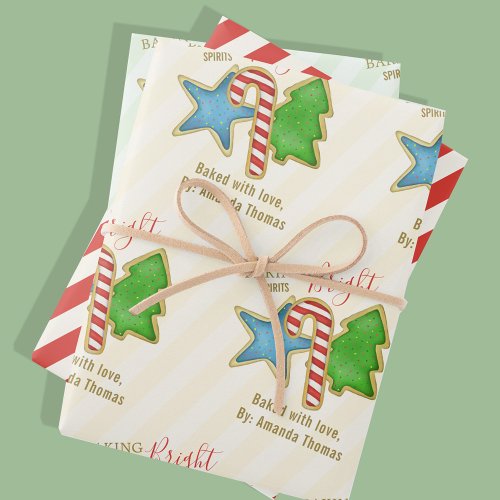 Christmas Cute Colorful Whimsical Cookie Cutouts  Wrapping Paper Sheets