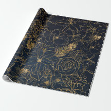 Christmas cute confetti and golden floral design