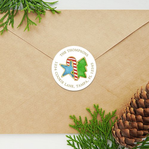 Christmas Cute Cookies Whimsical Return Address Classic Round Sticker