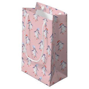 Christmas Cute Dancing Penguins Pattern Small Gift Bag