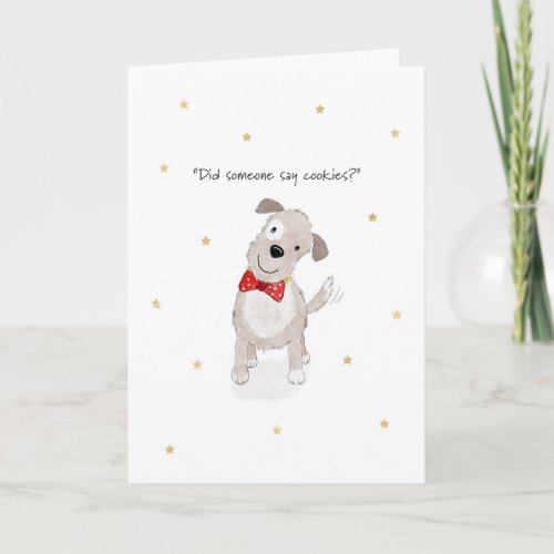 Christmas Cute Dog Curious about Cookies Holiday Card