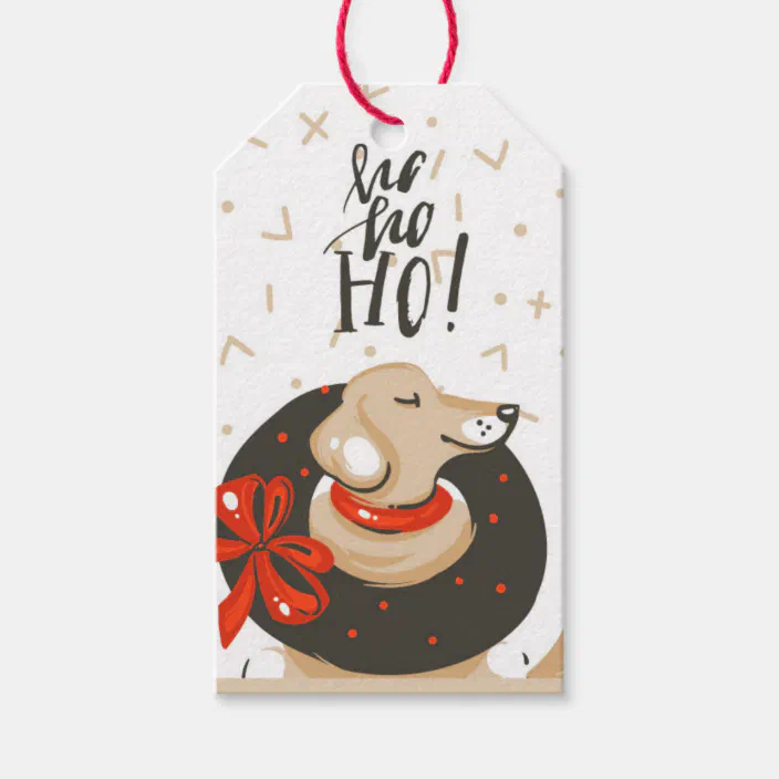 Present Favor Labels Cute Beagle Dog Christmas Gift Tags 