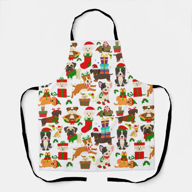 Christmas Cute Dog Pattern Apron (Front)