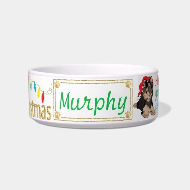 Christmas Cute Dog Pet Bowl Furry Little Xmas/Med (Front)