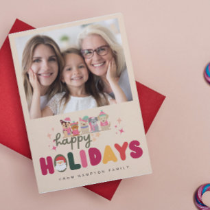 Christmas cute dogs colorful modern holiday card