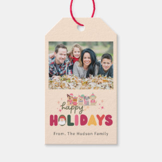 Christmas cute dogs colorful modern holiday card gift tags