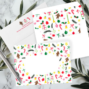 CHRISTMAS Cute Doodle Whimsical CUSTOM Holiday Envelope