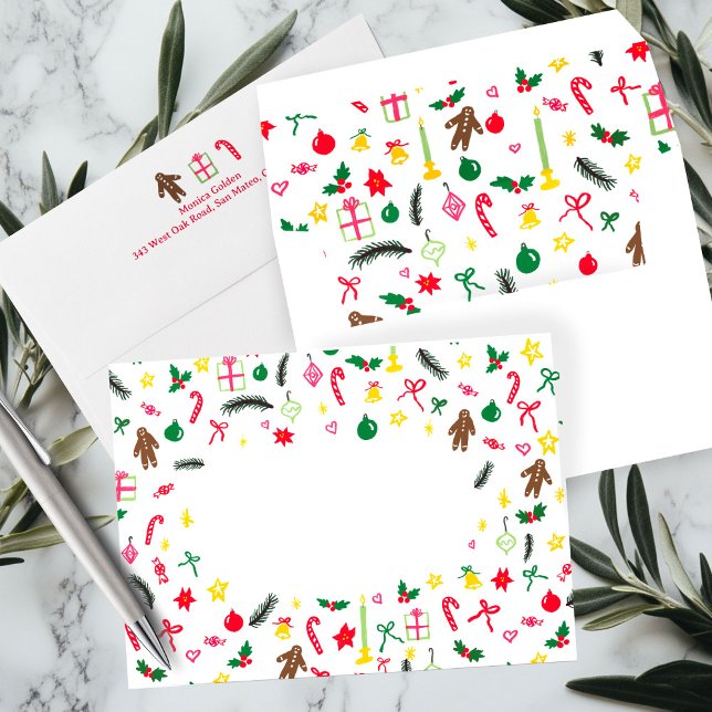 CHRISTMAS Cute Doodle Whimsical CUSTOM Holiday  Envelope (CHRISTMAS Cute Doodle Whimsical CUSTOM Holiday Envelope
)