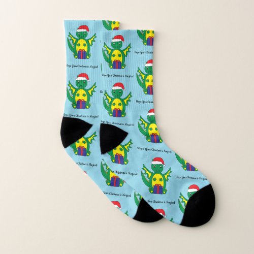 Christmas Cute Dragon Magical Personalize Socks