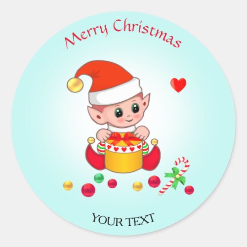 Christmas Cute Elf for Gifts  Favors Classic Round Sticker