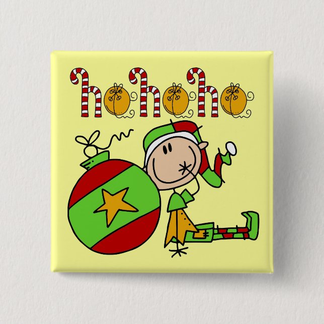 Christmas Cute Elf Ho Ho Ho Button (Front)