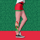 Elf n Cute Striped Christmas Leggings Zazzle