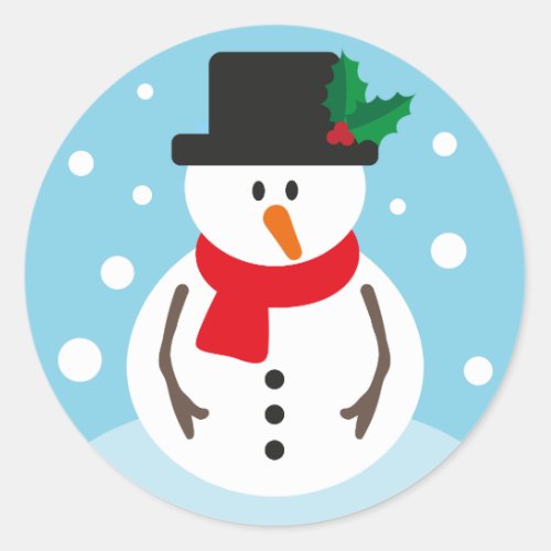 Christmas Cute Festive Cartoon Snowman Classic Round Sticker