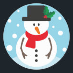 Christmas Cute Festive Cartoon Snowman Classic Round Sticker<br><div class="desc">Add some cheer to your family's holiday stationary and Christmas gifts this year with these cute festive cartoon snowman stickers!</div>