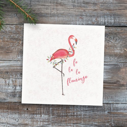 Christmas Cute Festive Flamingo String Lights Napkins