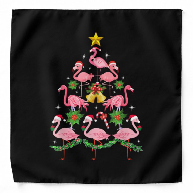 Christmas - Cute Flamingo Christmas Tree Bandana (Front)