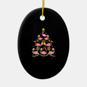 Christmas - Cute Flamingo Christmas Tree Ceramic Ornament
