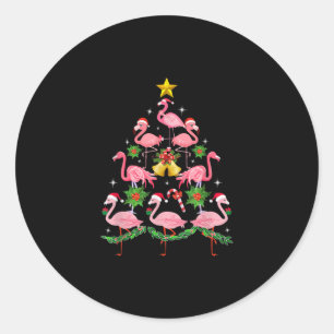 Christmas - Cute Flamingo Christmas Tree Classic Round Sticker