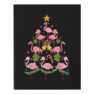 Christmas - Cute Flamingo Christmas Tree Faux Canvas Print