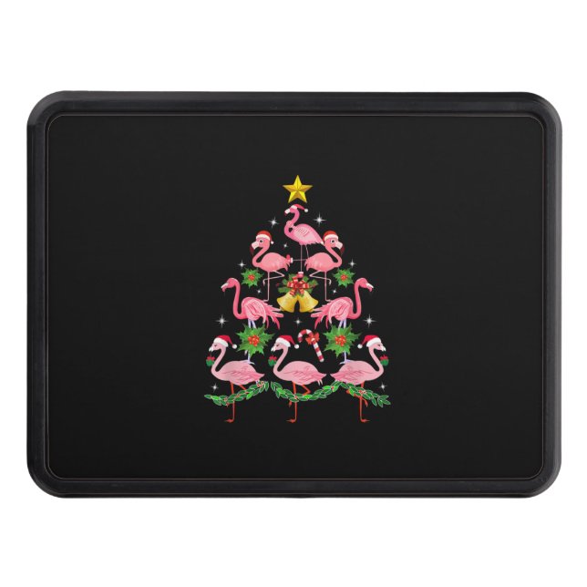 Christmas - Cute Flamingo Christmas Tree Hitch Cover (Front)