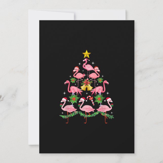 Christmas - Cute Flamingo Christmas Tree Holiday Card (Front)