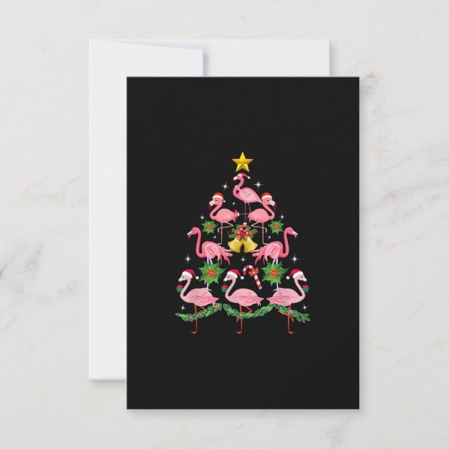 Christmas - Cute Flamingo Christmas Tree Invitation (Front)