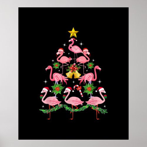 Christmas _ Cute Flamingo Christmas Tree Poster