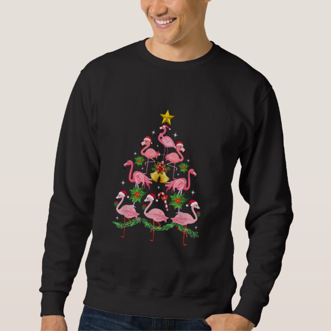 Christmas - Cute Flamingo Christmas Tree Sweatshirt (Front)