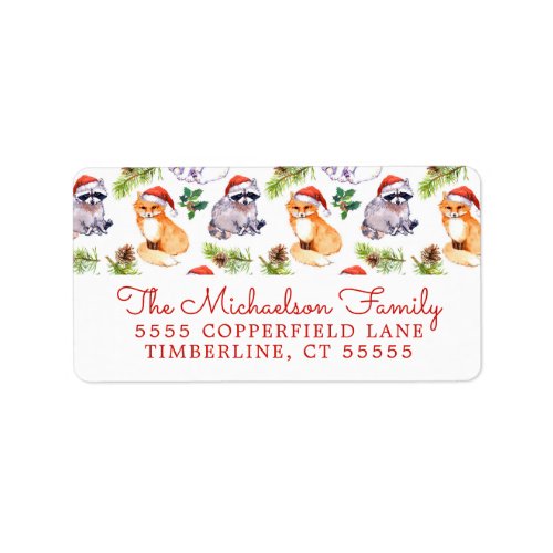 Christmas  Cute Forest Animals Pattern Label
